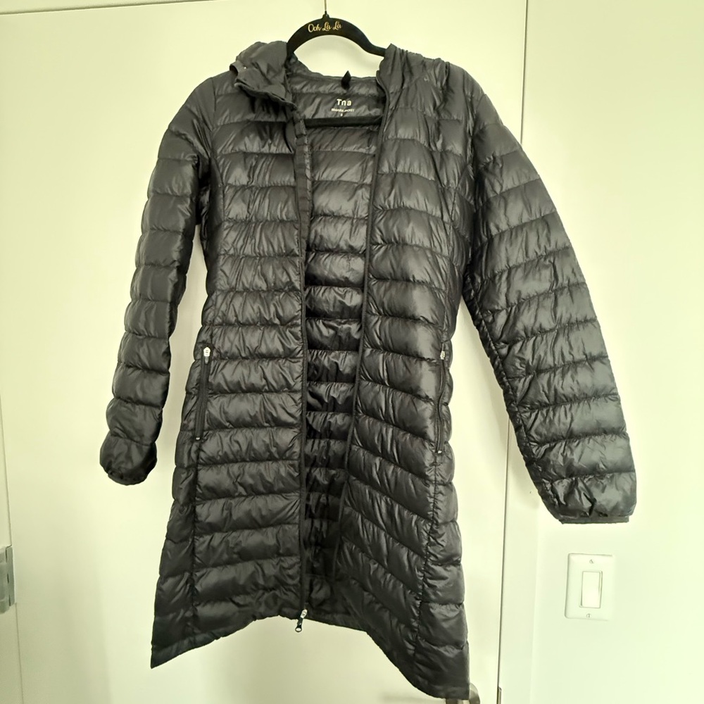 TNA black Puffer Jacket Long Quilted Coat